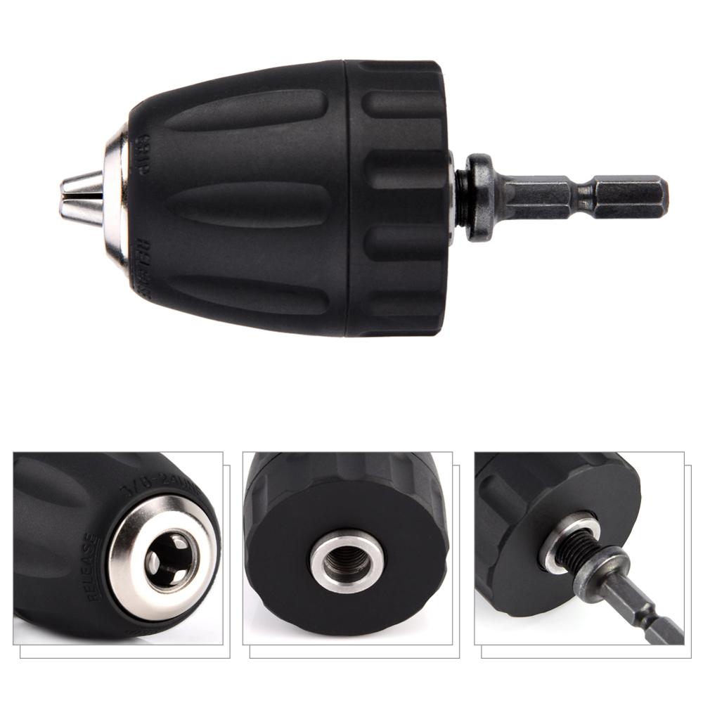 1/4 "hex chuck adapter bore nøkkelfri chuck plast ermer chuck omformer 0.8-10mm 3/8 " -24 unf rask endring hex skaft adapter
