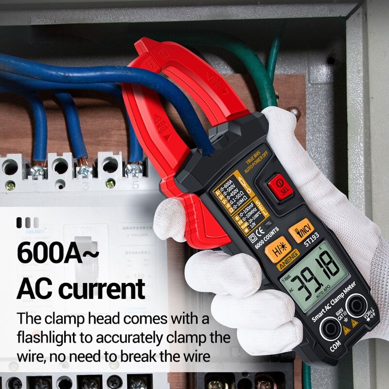 A-neng ST193 Digital Multimeter AC Amp Meter Precision Testers 6000 Counts True RMS Current Tester 600V Capacitor Clamp
