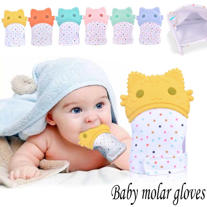Manopla para dentición de bebé, mitones de silicona, envoltura de dulces, mordedores de sonido, guantes de juguete, juguetes a prueba de mordeduras
