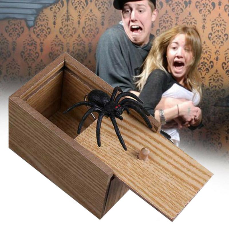 Grappige Prank Spider Schrikken Doos Truc Joke Halloween Spider/Schorpioen/Verrassende Houten Doos Speelgoed Voor Uw kids