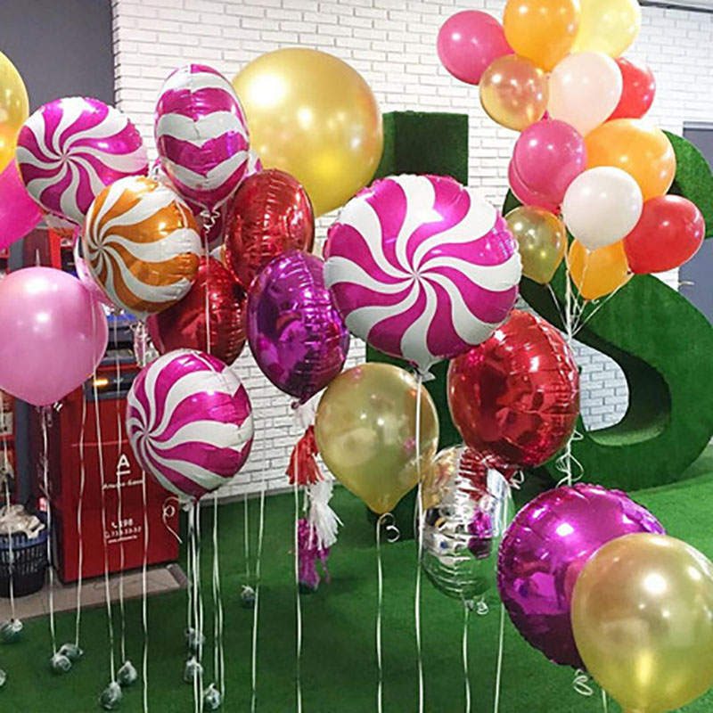 10 Stks/partij Kleurrijke Snoep Folie Ballonnen Mix 18 Inch Ronde Lolly Aluminium Ballon Bruiloft Verjaardag Baby Party Decoratie
