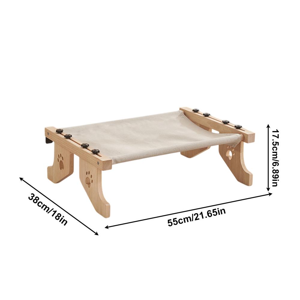 Katzenhängematte für Stuhl, einfacher Sitz, Katzensitz für Fensterbank, Holz und robuster Metallrahmen, einfacher Sitz, Katzensitz für Fensterbank, Katze: Grau