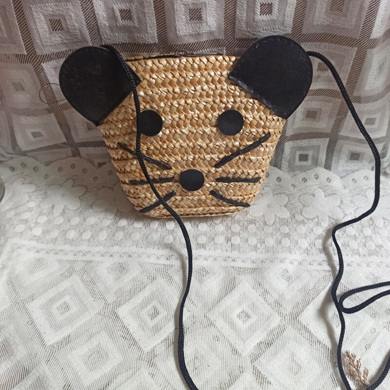 Kids Mini Strozak 2022 Leuk Meisje Kleine Coin Pouch Kawaii Baby Meisjes Rotan Strand Crossbody Bag Peuter Purse: about 15cm x13cm