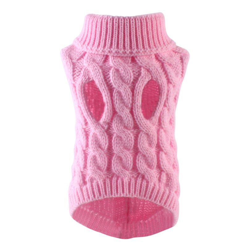 Warm Dog Cat Sweater Clothing Winter Turtleneck Knitted Pet Cat Puppy Clothes Costume For Small Dogs Cats Chihuahua Outfit Vest: Pink / XL