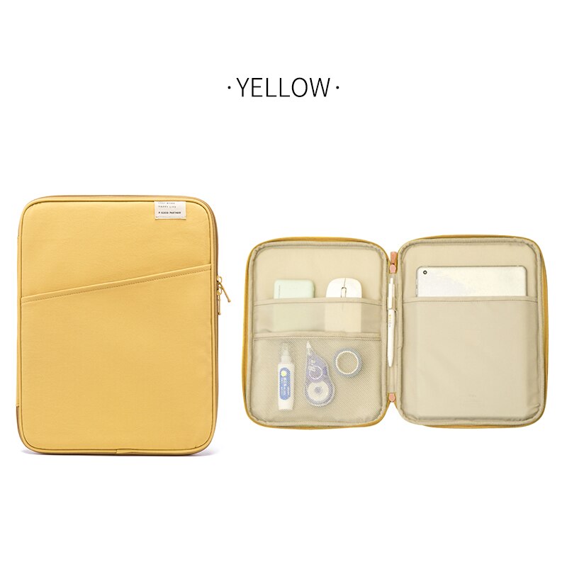 Portable Travel Briefcase Women Men's Document Bags Business Pouch Waterproof Worker office Notebooks Pens Organizer Case: 11inch Yellow