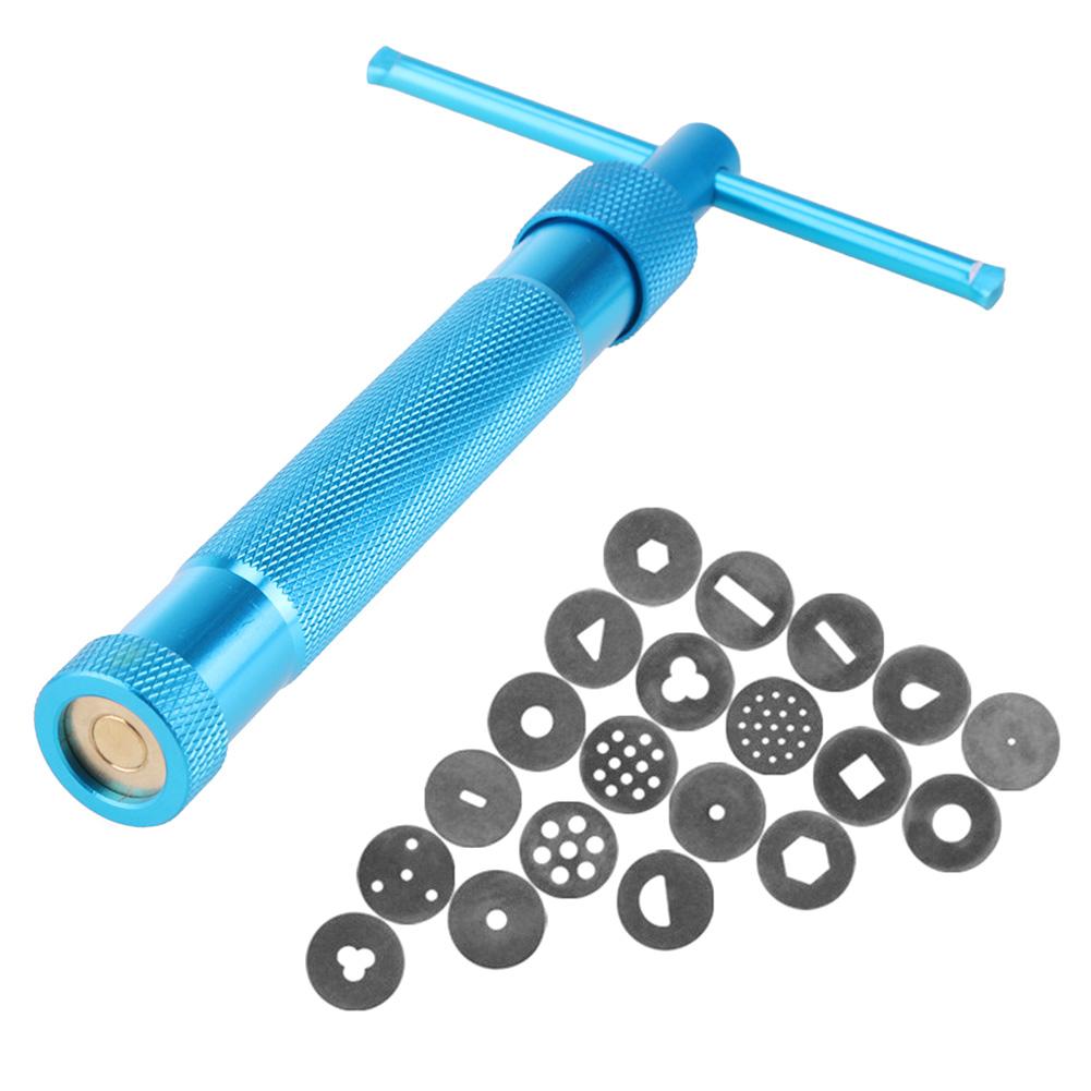 Ceramic Pottery Clay Extruders with 20 Disc Sculpting Stainless Steel Mud Squeezer Fondant Cake Fondant Extruder Tool
