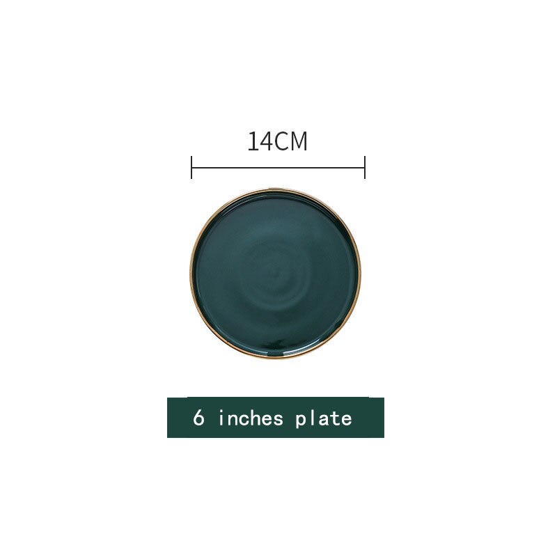 Luksus keramik køkkengrej skål tallerken middagssæt smaragdgrøn phnom penh suppeskål vestlig tallerken sæt runde ovale plader: 6 tommer plade