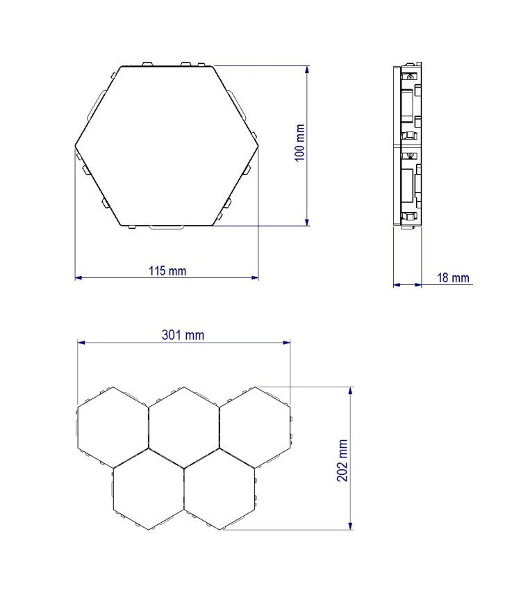 1 pièces LED lampe quantique modulaire tactile sensible éclairage Hexagonal veilleuse lampes applique murale hexagonale applique murale