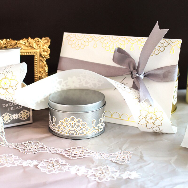 Kant Bloem Washi Tape Voor Diy Folie Decoratieve Kant Tape Voor Journaling Scrapbooking 3.5cmX 1 M/Roll