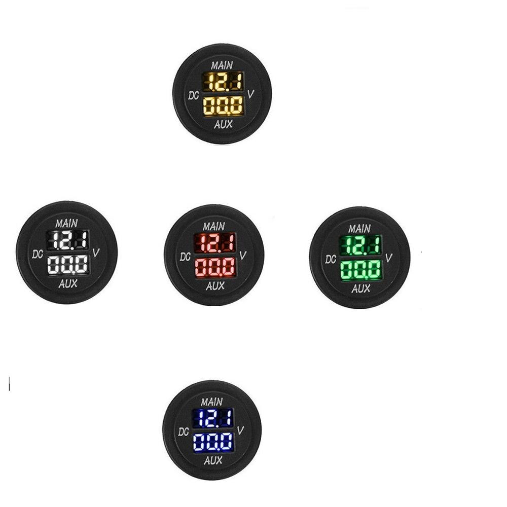 Dc 12v-24v vanntett dobbelt blå led voltmeter hovedbatteri monitor spenningsmåler for rv marinetruck suv bil campingvogn: Oransje