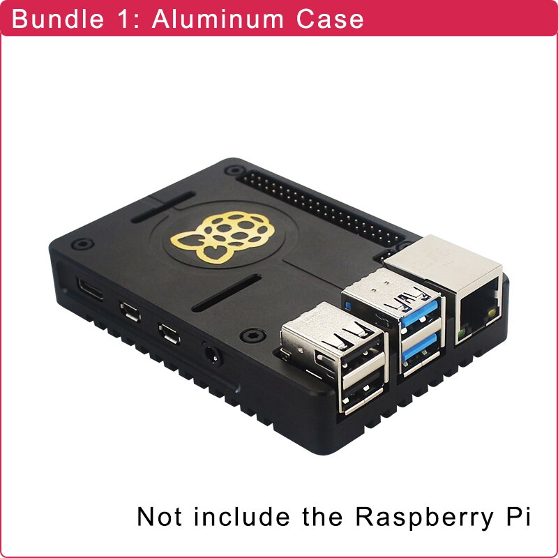 Raspberry Pi 4B Aluminum Alloy Case Ultra-thin CNC Metal Shell Passive Cooling Enclosure + 3.5 LCD for Raspberry Pi 4 Model B: Case