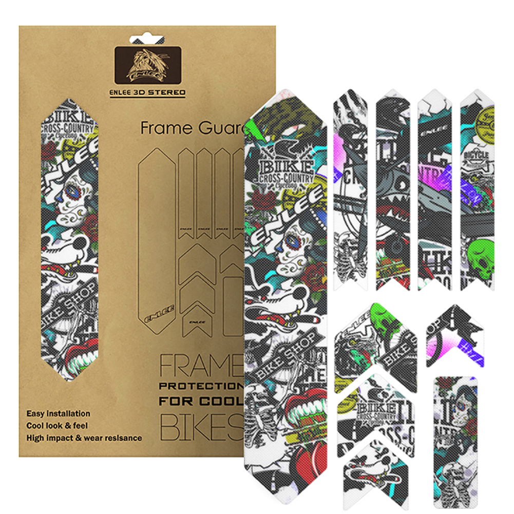 3d Mtb Fiets Frame Beschermer Krasbestendige Verwijderbare Sticker Weg Fiets Paster Beschermhoes Fiets Voorvork Sticker: green