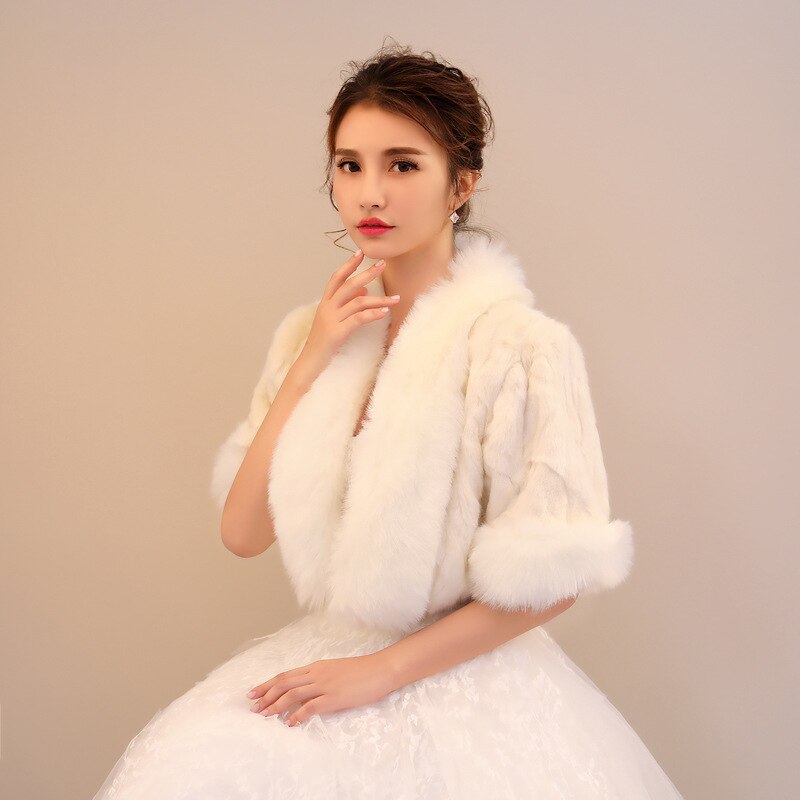 Veste de mariée Boleros fausse fourrure mariée mariage accessoires mariée hiver mariée Wrap châle Cape manteau court PJ93