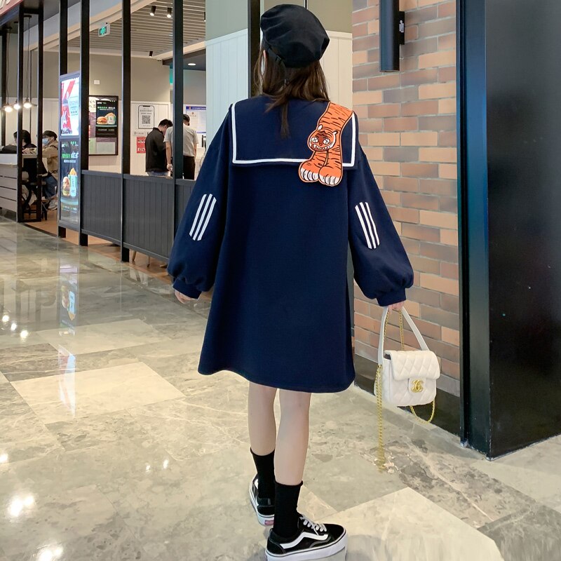 Korean Style Pregnant Women Winter Dress Turn-down Collar Thick Warm Maternity Jackets Plus Size Pregnancy Fleece Coats