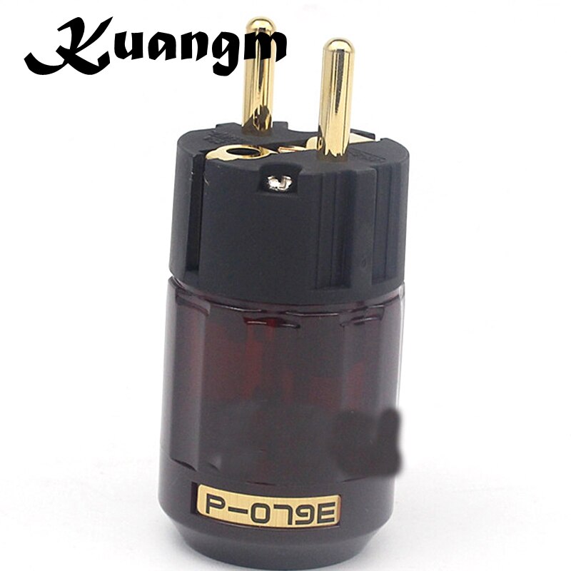 Kuangm hifi rote gullbelagt eu strømplugg c -07p p -079e strømplugg iec-kontakt ac strømledning plugger adpate-kontakt: 1 stk hann