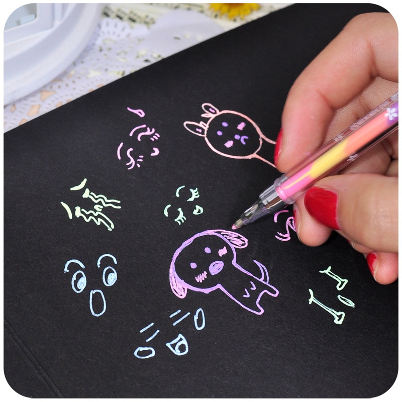 6 In 1 1 stuks Gekleurde Gouache Pen Tekening Speelgoed Boek Kleurboek Doodle Pen Schilderen Tekentafel Kids Speelgoed