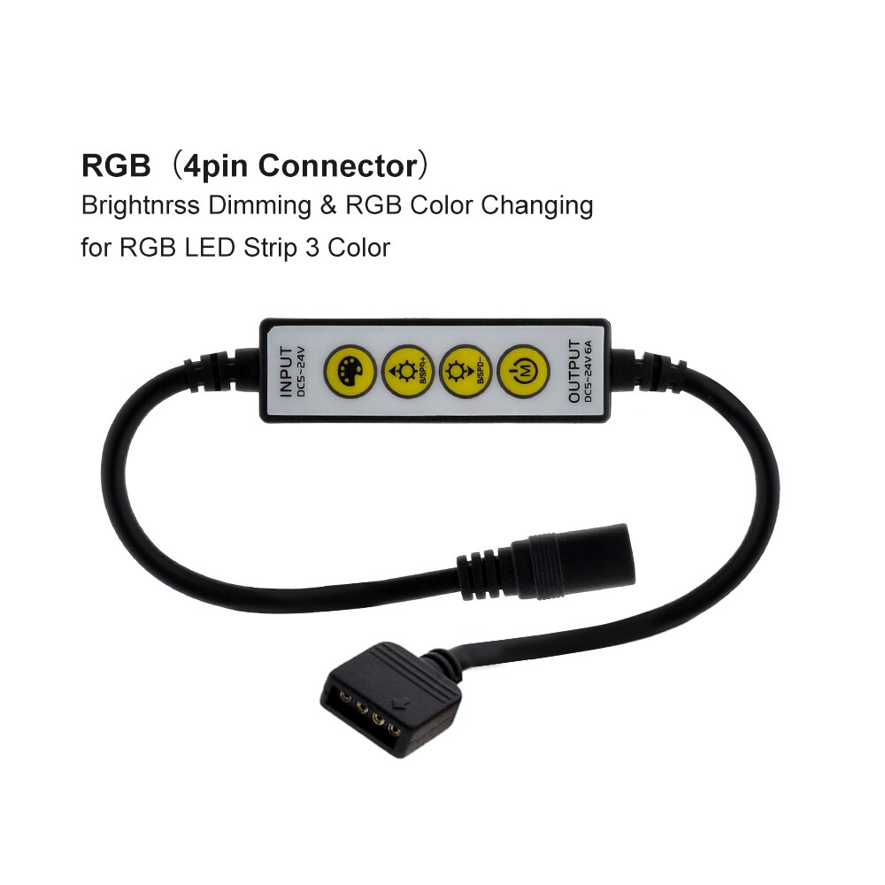 Mini 4 taster led strip controller lysdæmper switch  dc5v-12v til enkelt farve / dobbelt hvid / rgb / rgbw / rgb+cct led strip lys: Rgb