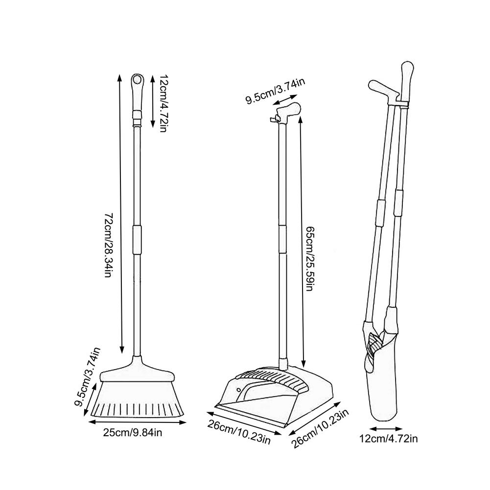 2/3PCS Broom And Dustpan Set Combination With Extendable Broomstick Cleaning Broom Dustpan Set Foldable And Standing Home Mops