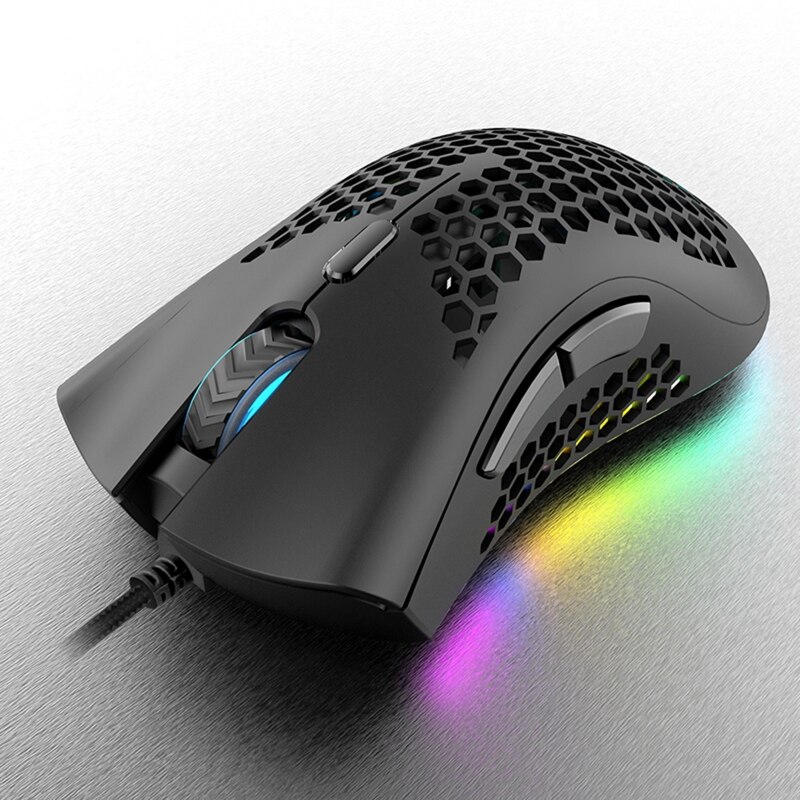 7200Dpi 6 Key Licht Gewicht Uitgeholde Shell Rgb Gaming Mouse E-Sport Muizen Voor Fps