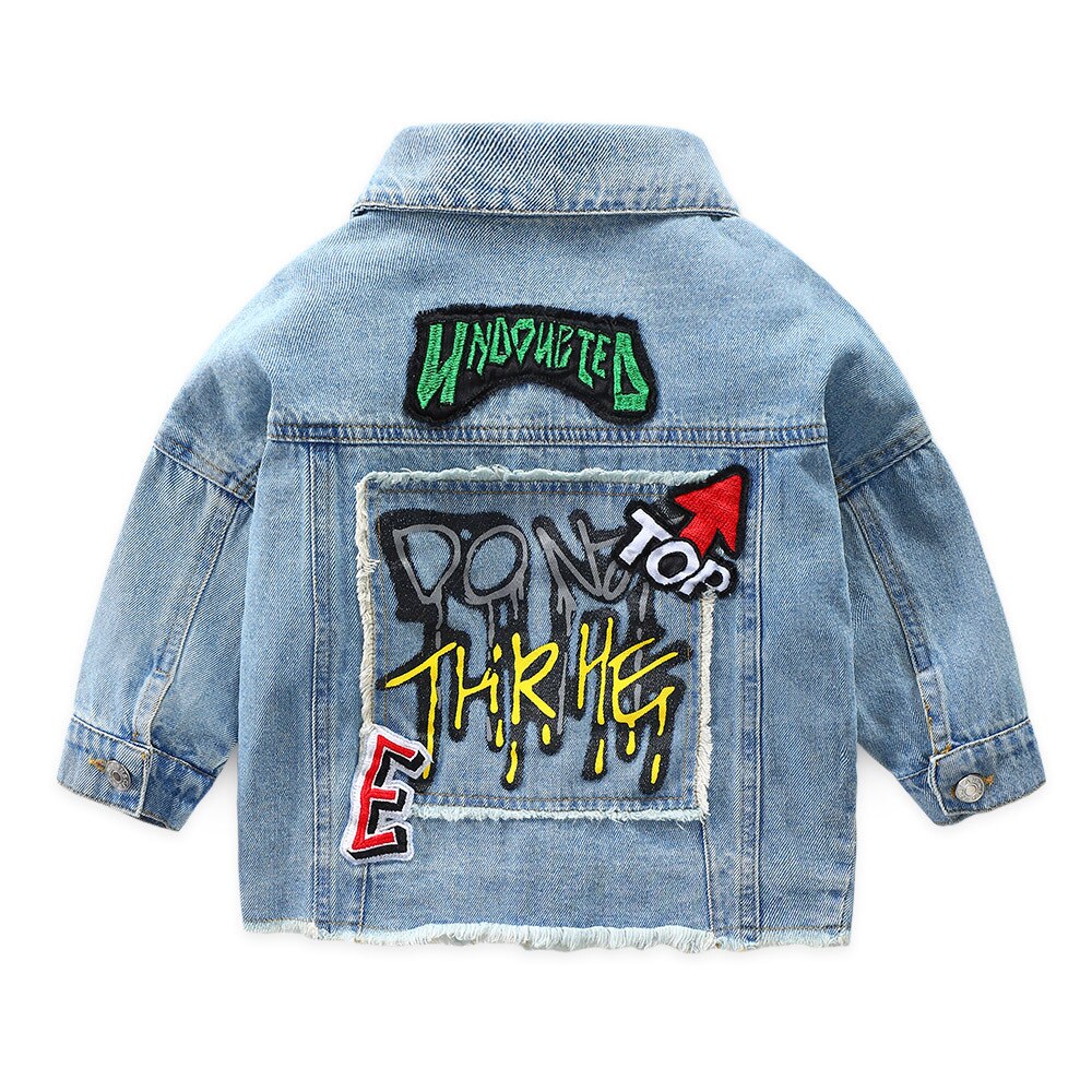 Letters Mode Jongens Denim Jas Katoen Kinderen Jean Coat Katoen Cowboys Kinderkleding: 90