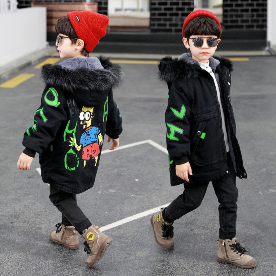 Jongens Winter Jas Kinderen Tiener Jongen Dikke Jas Kinderen Kleding Bont Parka Gewatteerde Parka 3 4 5 6 7 8 9 10 12 Years1