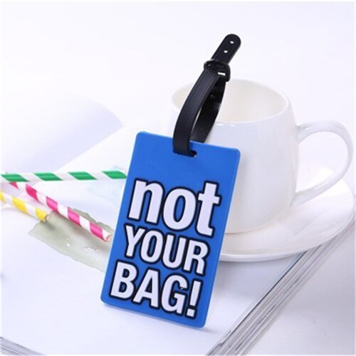 PURDORED 1 pc "Not Your Bag" Letter Luggage Tag Silica Gel Travel Accessories Cartoon Travel Suitcase Label Tag: blue