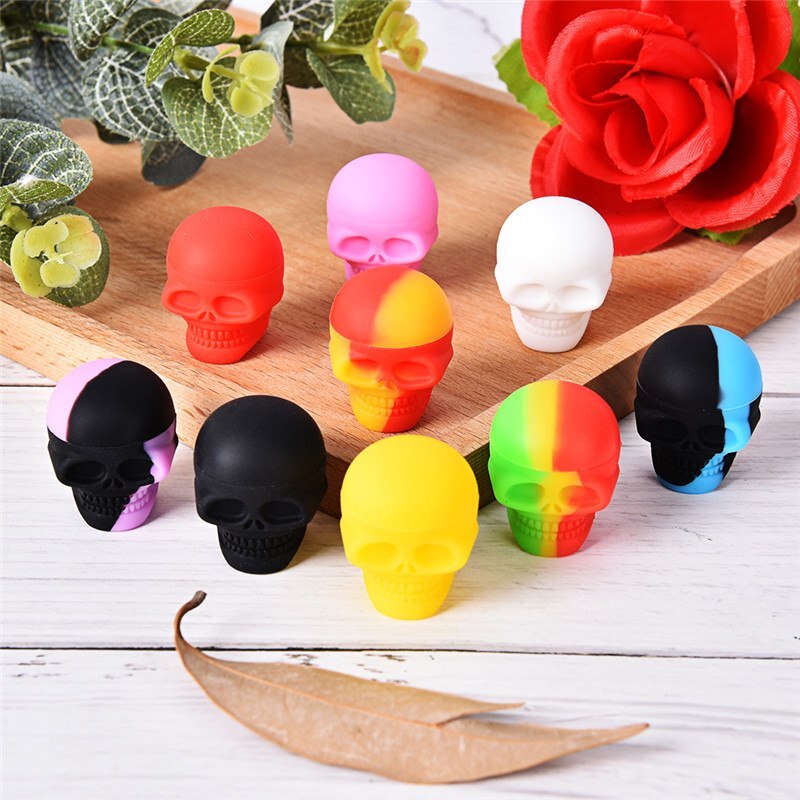 3ml Skull Style Silicone Wax Concentrate Oil Container Jar For Bho Slick Butane Hash Dab Silicon Wax Jar Recipiente De Silicona