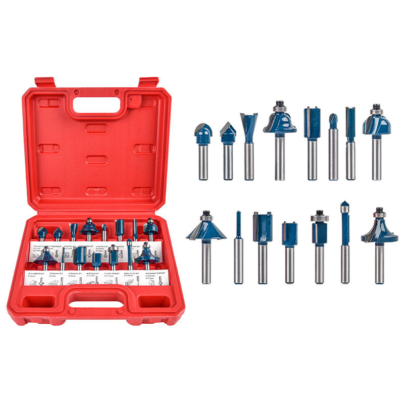 Electric Wood Router Hand Carving Machine Woodworking Trimmer 220V 720W Wood Milling Engraving Slotting Trimming Machine: 15pcs milling blades