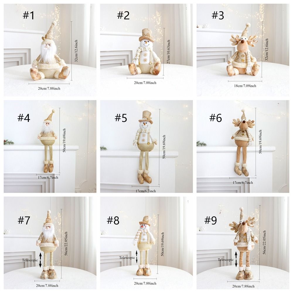 Large Christmas Plush Doll Ornaments Gold Snowman Elk Santa Claus Retractable Doll Telescopic Cute Merry Christmas Decoration
