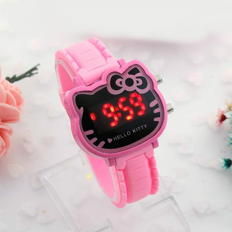 Rubberen Band Kitty Led Kinderen Horloges Voor Meisje Mode Toevallige Kind Horloge Kids Digitale Horloge Klok Montre Enfant