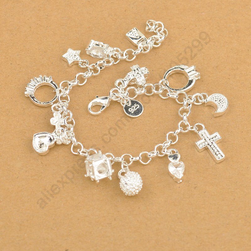 Colgante exquisito de Plata de Ley 925 para mujer, pulsera de mujer, Cruz, Luna Corazón, reloj, colgante, joyería