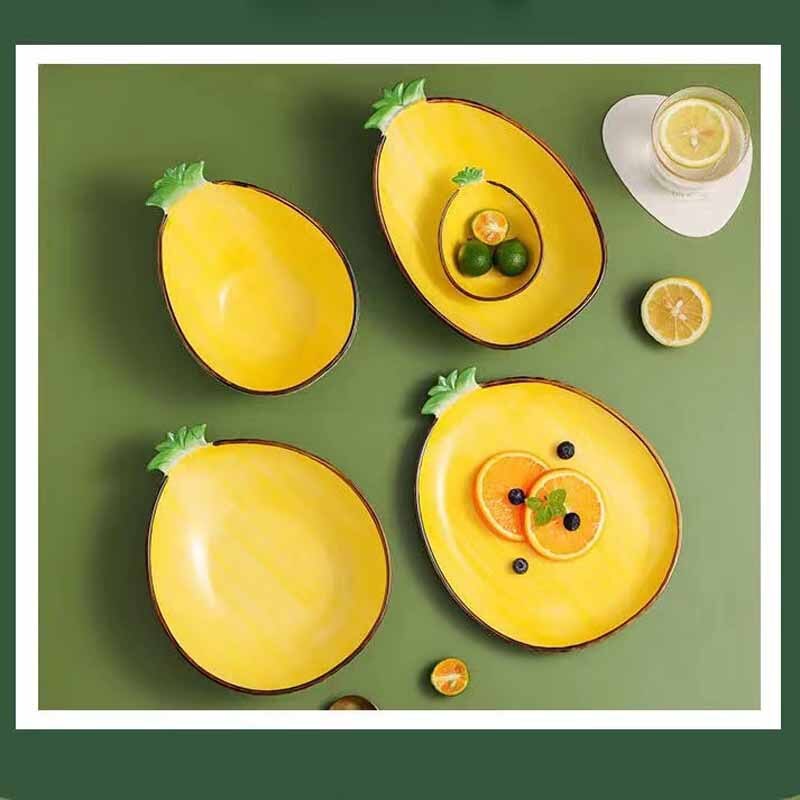 Ceramic Salad Bowl Pineapple Bowl Plate Home Decor Tableware Cute Soup Noodle Bowl Fruit Plate Kitchen Organizer