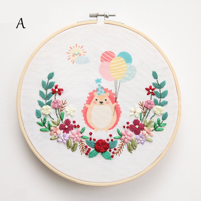 Diy Lint Borduren Voor Beginner Handwerkpakketten Kruissteek Cartoon Herten Kat Vos Konijn Panda Handgemaakte Wall Art Decor: A / with Photo frame