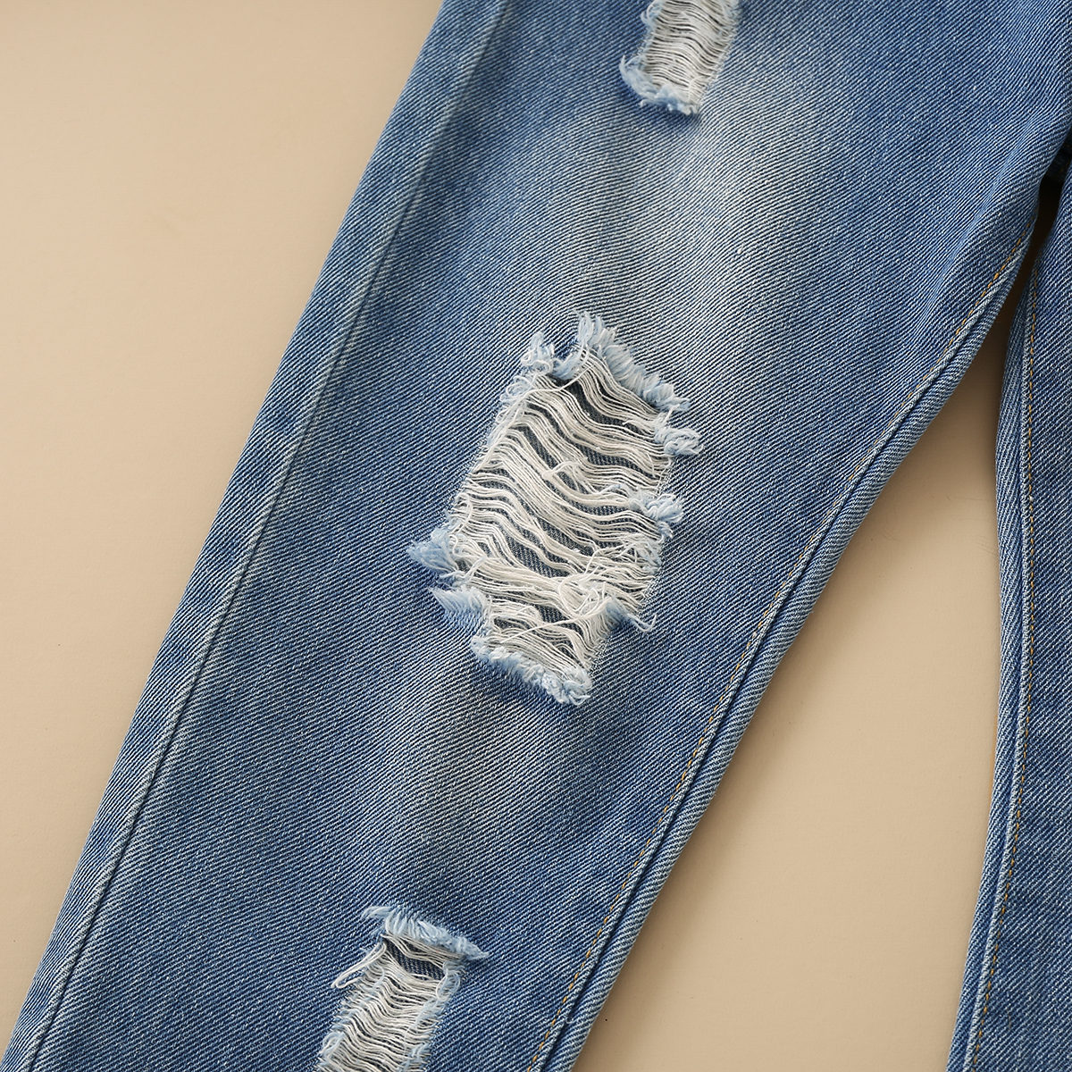 Casual Jongens Jeans Solid Elastische Taille Lange Kinderen Broek Mode Losse Gaten Jongens Denim Broek voor 6 8 10 12 jaar Kinderen
