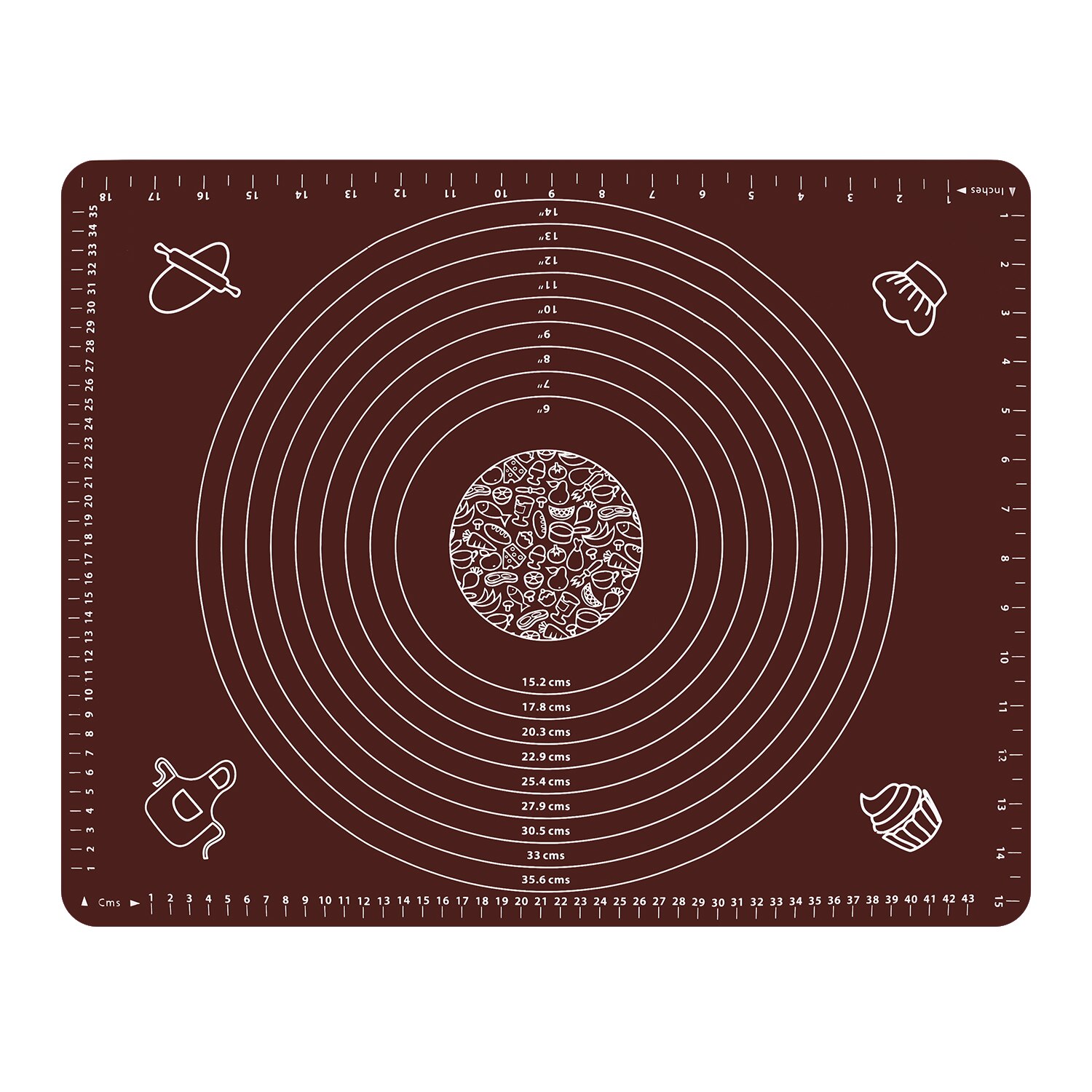 Thicken Silicone Kneading Dough Mat Scale Non-Stick Kitchen Baking Tool Cake Board Large Soft High Temperature Rolling Dough Pad: Coffee