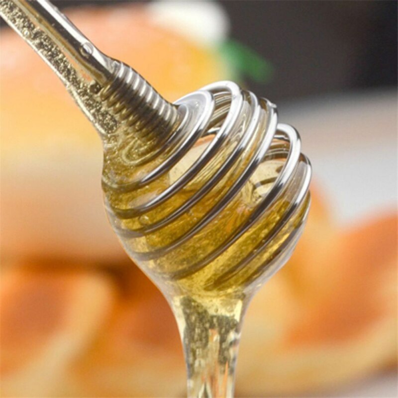 Stainless Steel Honey Dipper Spoons Stick Kitchen Honey Stir Bar Swizzle Stick Egg Beater Whisk Mixing Cooking Tools