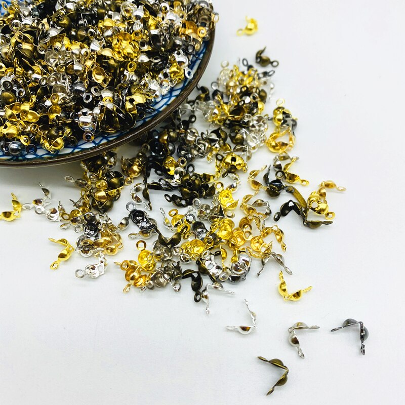 100 pz/lotto connettore chiusura raccordo 4*7mm catena a sfera Calotte End Crimps perline connettore componenti per gioielli fai da te fare Supplie