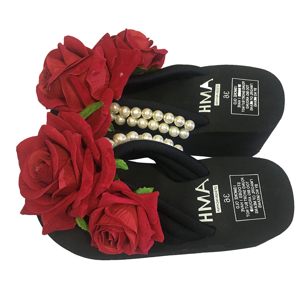 Sagace Vrouwen Dames Meisjes Parel Bloemen Wiggen Slippers Sandalen Slippers Strand Schoenen Sandalen Zomer Schoenen Strand Vintage