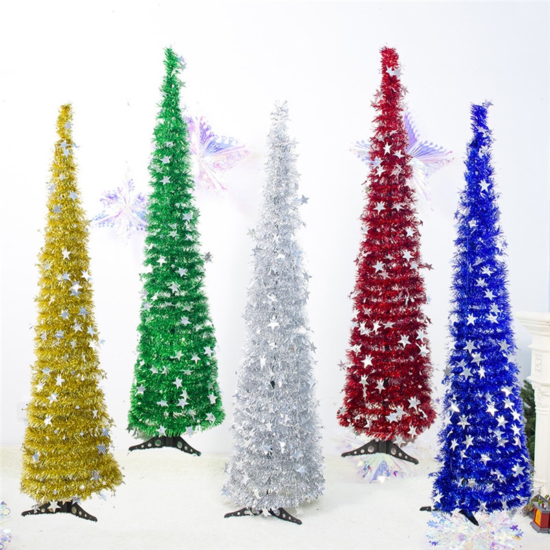 Kunstmatige Klatergoud Pop Up Kerstboom Met Stand Prachtige Inklapbare Kunstmatige Kerstboom Voor Kerstversiering
