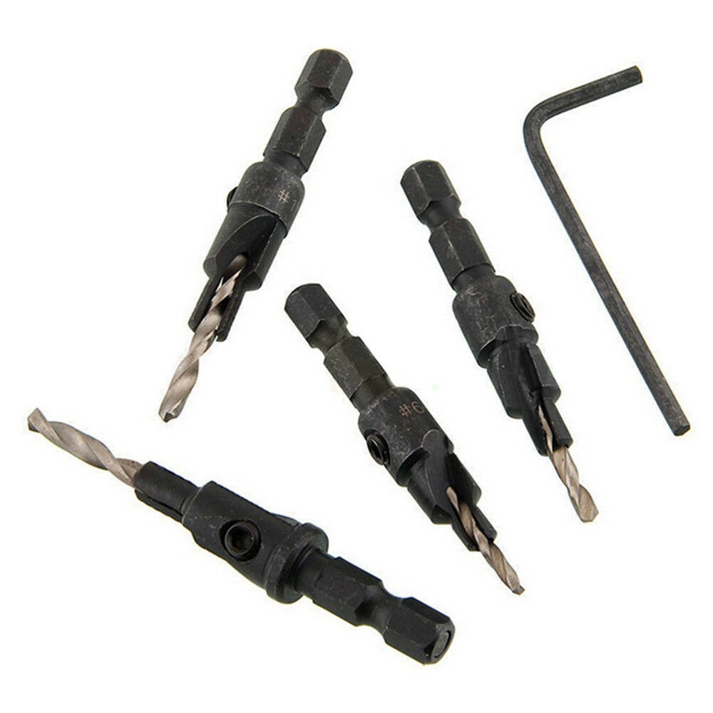 1/4 Inch Quick Change Hex Shank Countersink Drill Bit With Wrench 4pcs Kitchen Tools Household Multifunctional Tools#p30