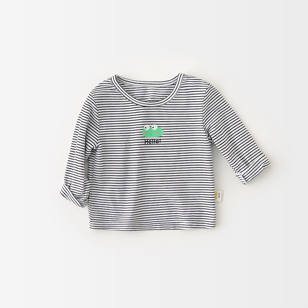 Roupa Casual Para Crianças Bebê Listrado Camiseta de Manga Longa Primavera Outono Novos Meninos E Meninas T Camisa Do Bebê T-shirt Infantil Tops de Algodão: 3T   100cm
