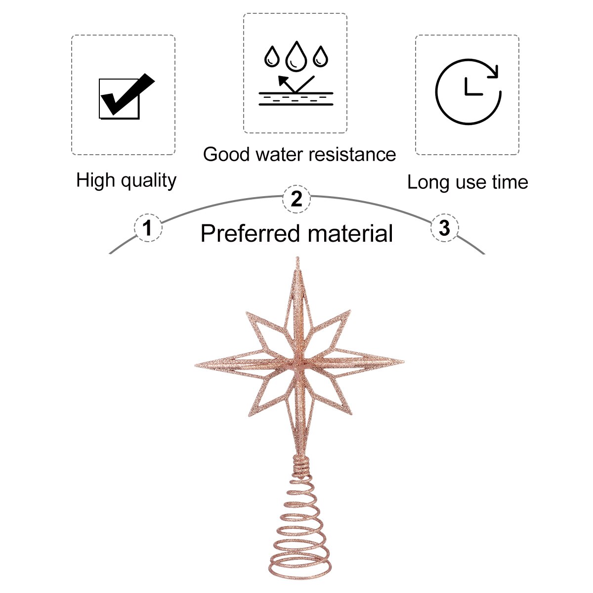 1PC Christmas Tree Decor Golden Star Decoration Christmas Tree Topper