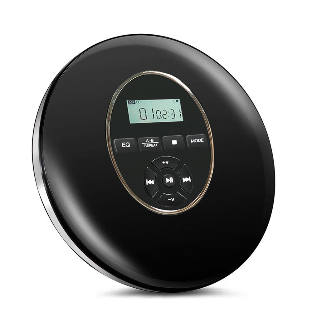 Round Portable CD Player Headphone MP3 Player HiFi Music Reproductor CD Walkman Discman Player with AUX Cable Support TF Card: Balck