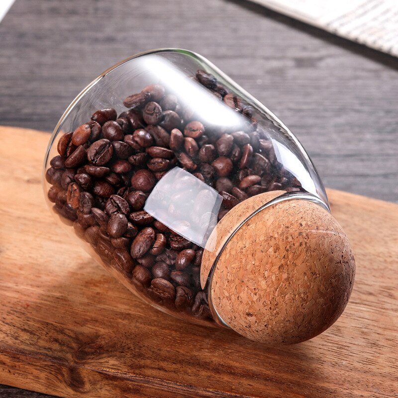 Frascos de vidrio para almacenamiento de café, té, latas selladas de corcho, granos de café, frutas secas, tarros de almacenamiento