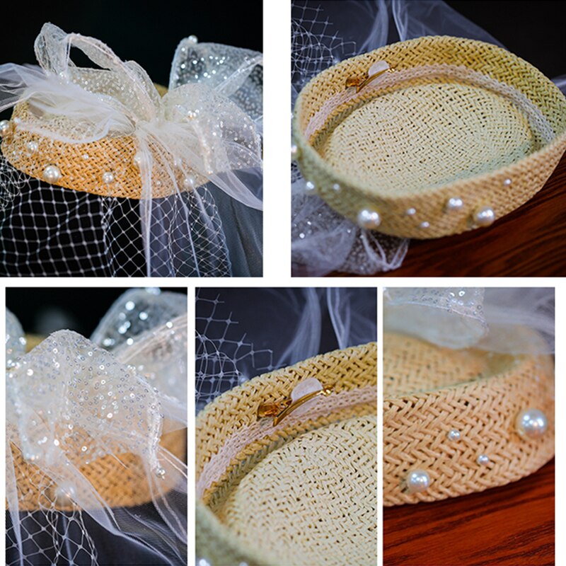 Wedding Bridal Hats Fascinators headpiece party Hat corsage White bridcage veil party hair accessories