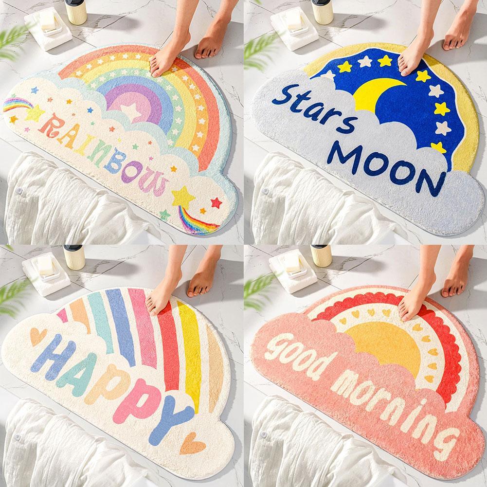 Thuis Regenboog Deurmat Halve Cirkel Vloermat Badkamer Deur Entree Antislipmatten Cartoon Kleur Tapijt Stofdicht Waterdicht Tapijt