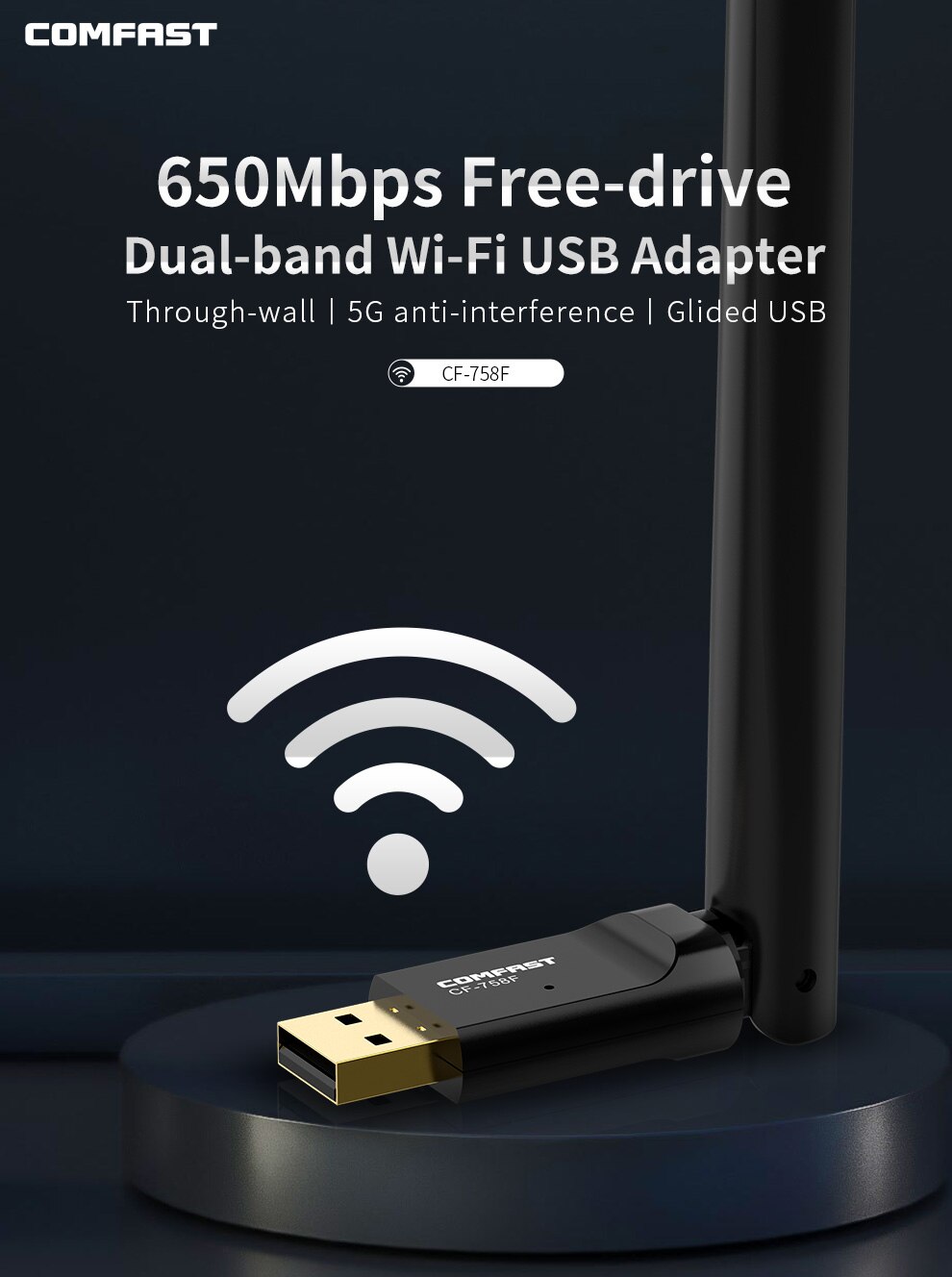 650Mbps Gratis Driver Draadloze Netwerkkaart Ac Dual Band 2.4G/5.G Usb Wifi Antenne 6dbi Dongle 802.11ac draadloze Wifi Ontvanger