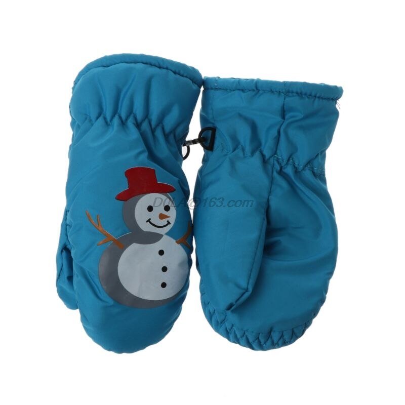 Guantes de esquí de invierno cálido para niños y niñas guantes antideslizantes resistentes al viento resistentes al agua extendidos en la muñeca: Azul