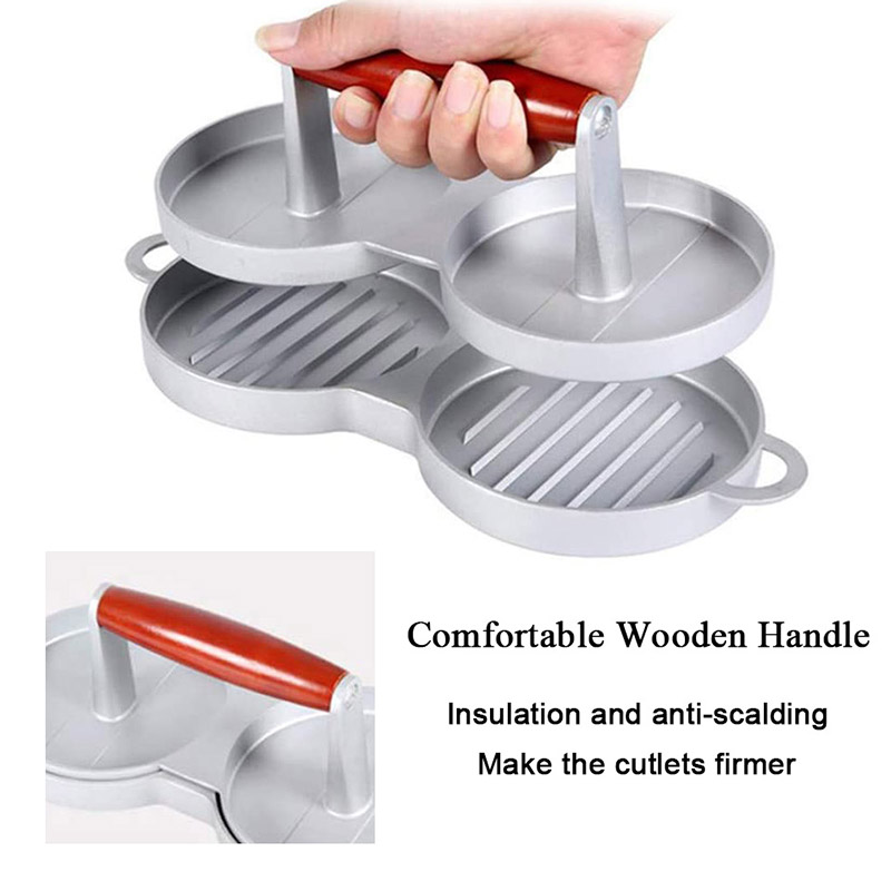 TEENRA Round Shape Hamburger Press Aluminum Alloy Grandado