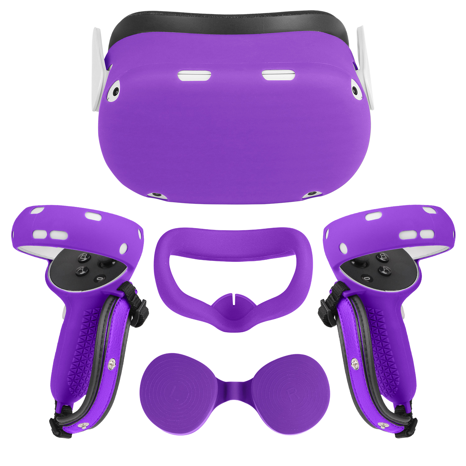 Vr Beschermende Cover Set Voor Oculus Quest 2 Vr Touch Controller Shell Case Met Riem Handvat Grip Voor Oculus Quest 2 Accessoires: purple